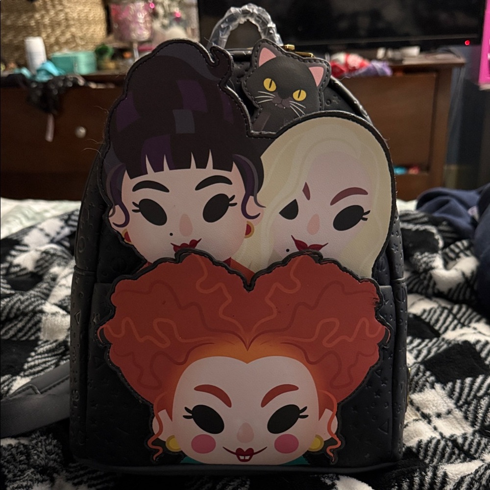 Loungefly Black and Multicolor Character Backpack